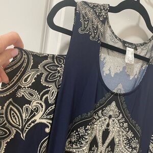 NWOT Venus Navy and Silver Patterned Dress.  New, never worn, perfect condition